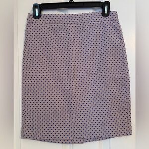 J. Crew - Women’s Lavender w/ Blue Polka Dot Pencil Skirt.  Size 00. Fully Lined